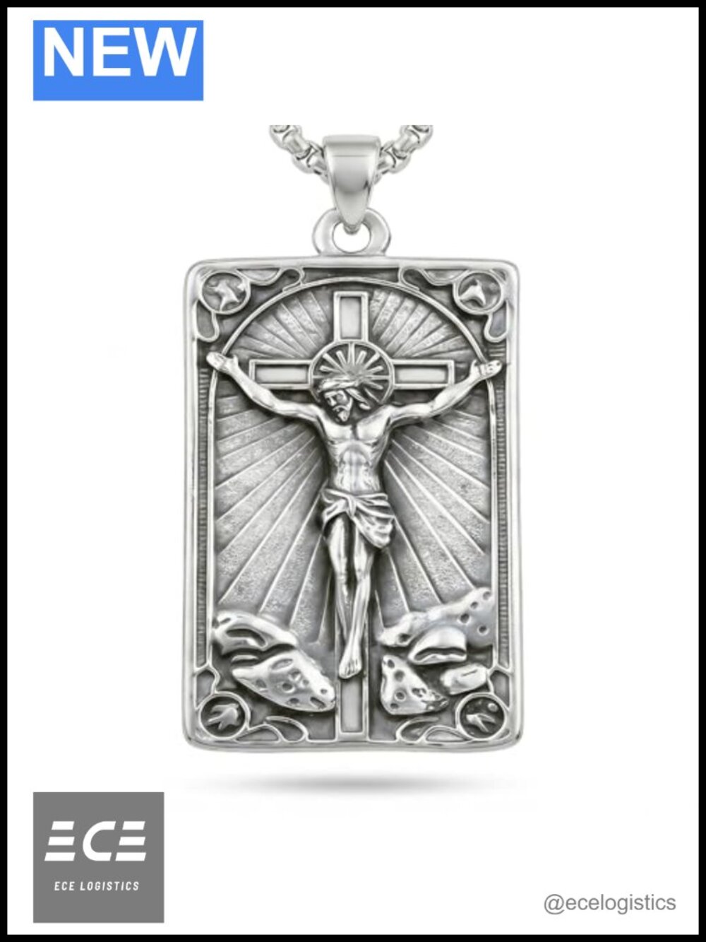 Stainless Steel Religious Saint Medal Necklace Catholic Pendant